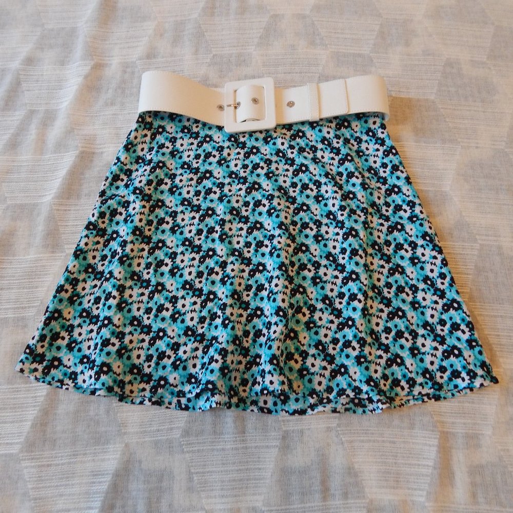 Michael Kors Floral Silk Mini Skirt Blue Sz 2 NWT - Picture 3 of 15